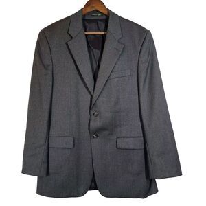 Lauren Ralph Lauren VTG Blazer‎ Coat Jacket Made in Canada Gray 100% Wool 40R